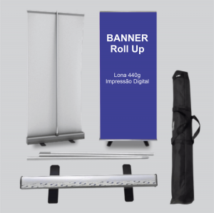 Banner Roll Up 80x200 Lona 440g    Tubete e cordinha 